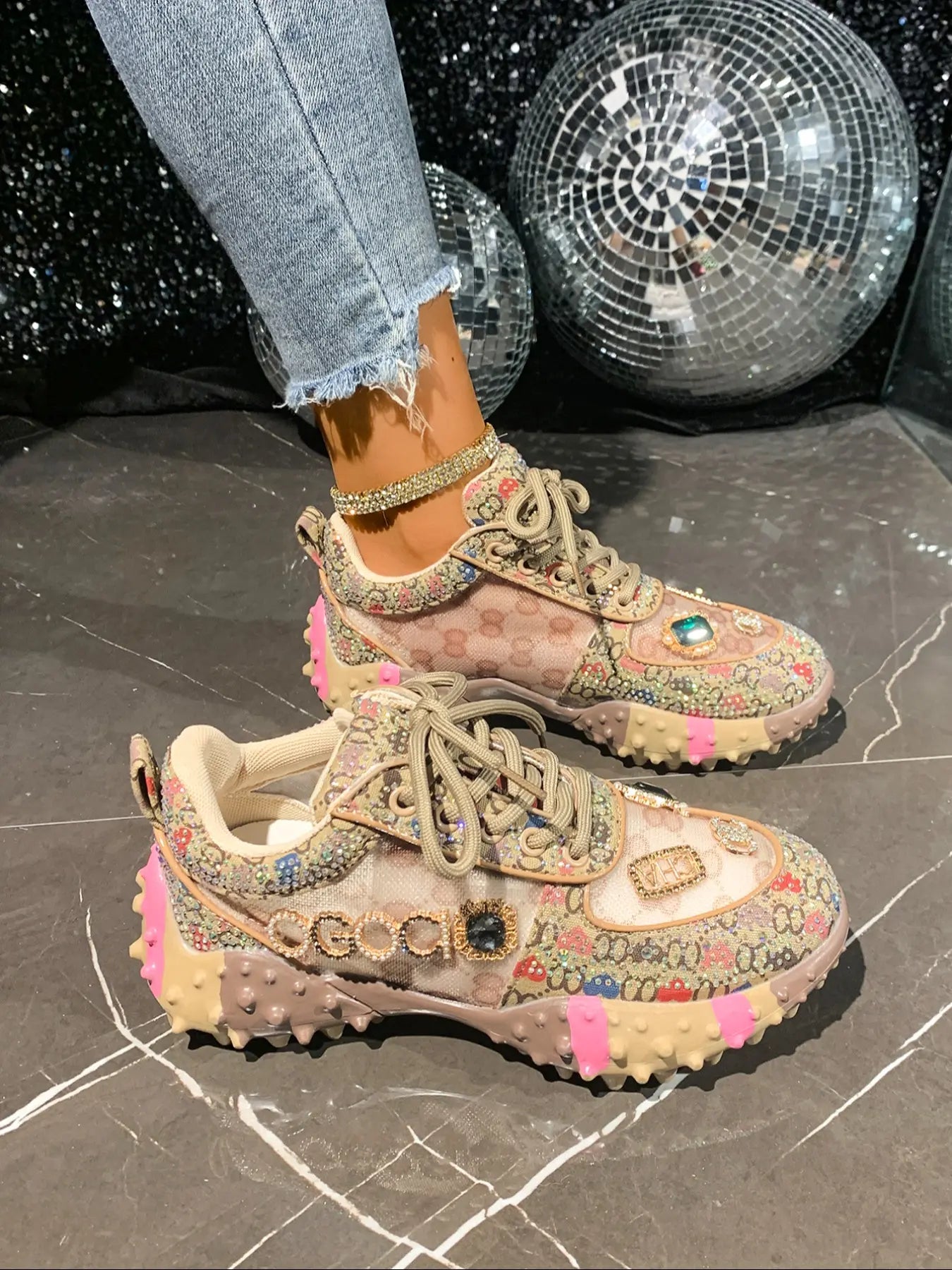 Women'S Casual Sports Shoes, Spring & Fall, Low Top, PU Material, Rubber Sole, Anti-Slip, Stylish Sneaker, Casual Trendy Sneakers, Fashionable, Versatile, Student Shoes