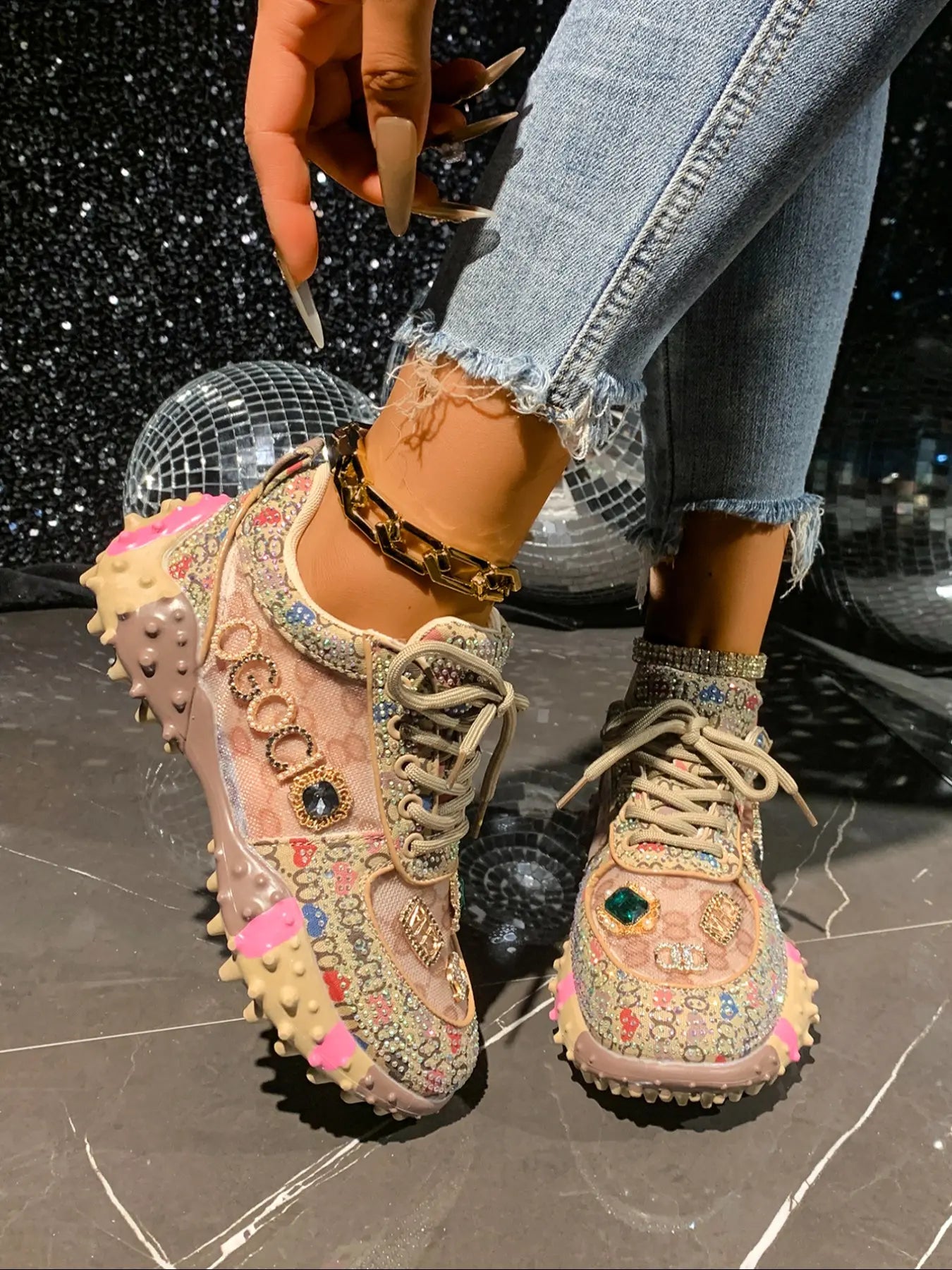 Women'S Casual Sports Shoes, Spring & Fall, Low Top, PU Material, Rubber Sole, Anti-Slip, Stylish Sneaker, Casual Trendy Sneakers, Fashionable, Versatile, Student Shoes