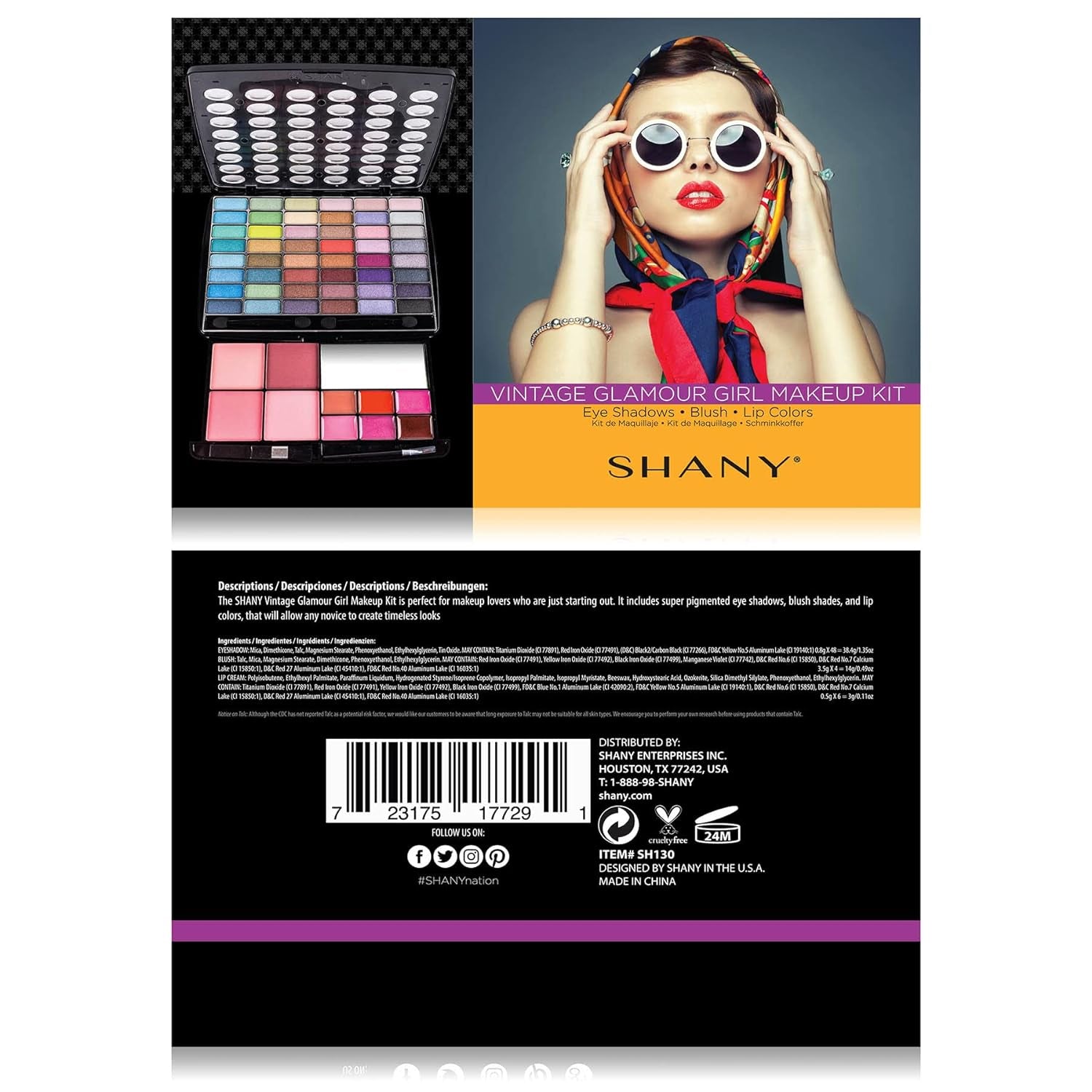 Glamour Girl Ultimate Makeup Kit - All-in-One Eyeshadow Palette, Blushes, Lipstick, Mirror & Applicators in Premium Gift Packaging