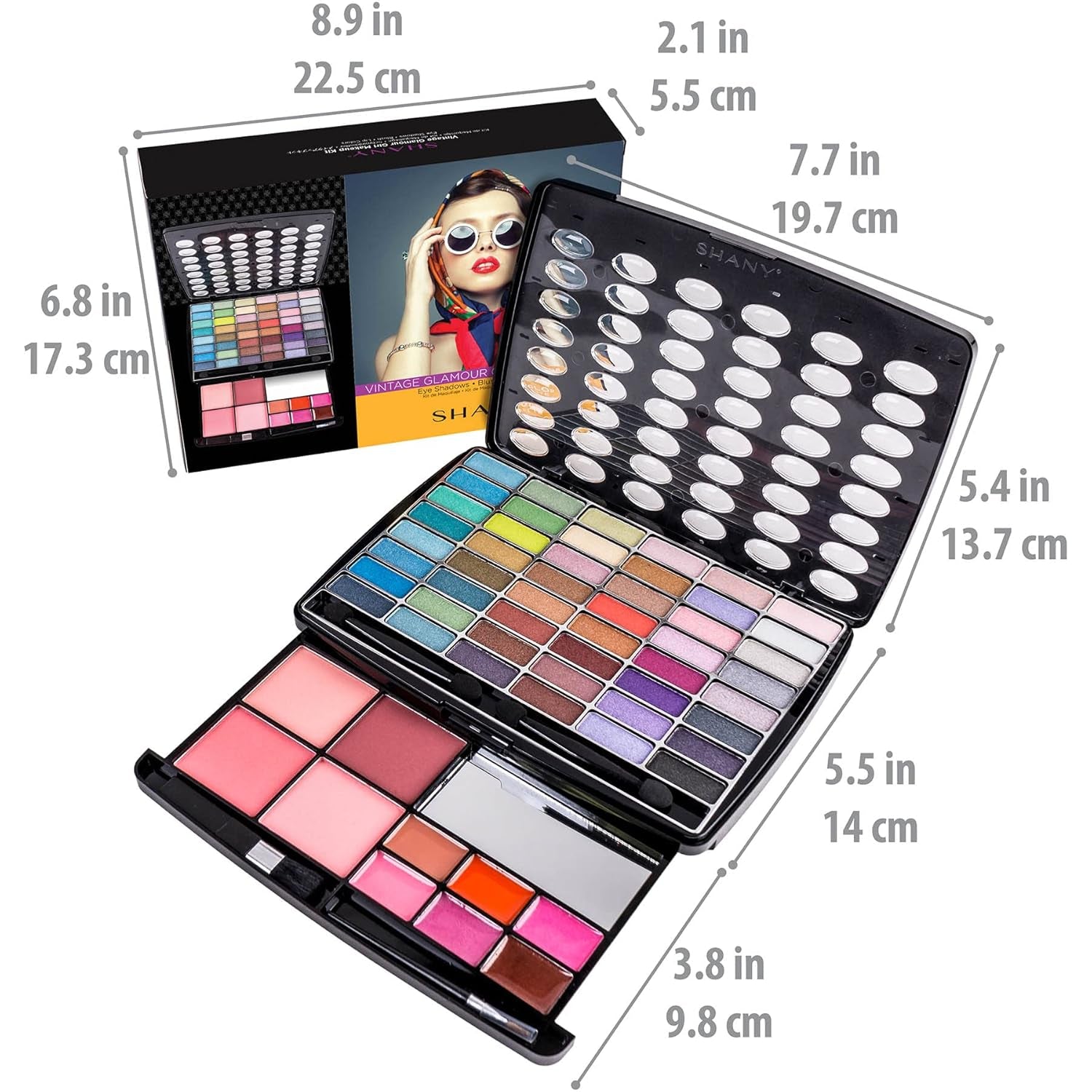 Glamour Girl Ultimate Makeup Kit - All-in-One Eyeshadow Palette, Blushes, Lipstick, Mirror & Applicators in Premium Gift Packaging